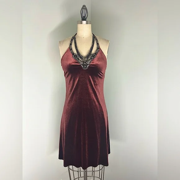 Bailey 44 | Dresses | Velvet Halter Dress With Beaded Embellishments Size  Small By Bailey 44 | Poshmark